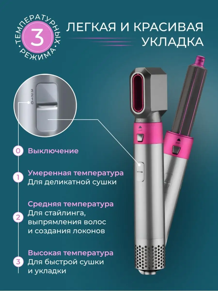 Фен для волос стайлер с насадками 5в1 Airwrap 94309993 купить за 2 635 ₽ в  интернет-магазине Wildberries