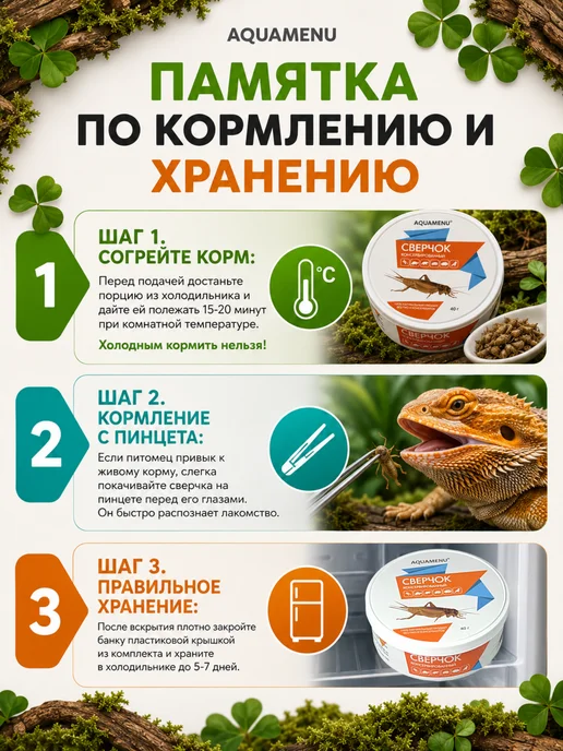 AQUAMENU Сверчки консервированные 40г, корм для насекомоядных, 40 г, фото 3