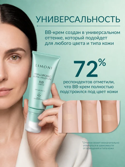 Limoni Тональный BB крем для лица солнцезащитный SPF 28, 15 мл, 50 мл, фото 5
