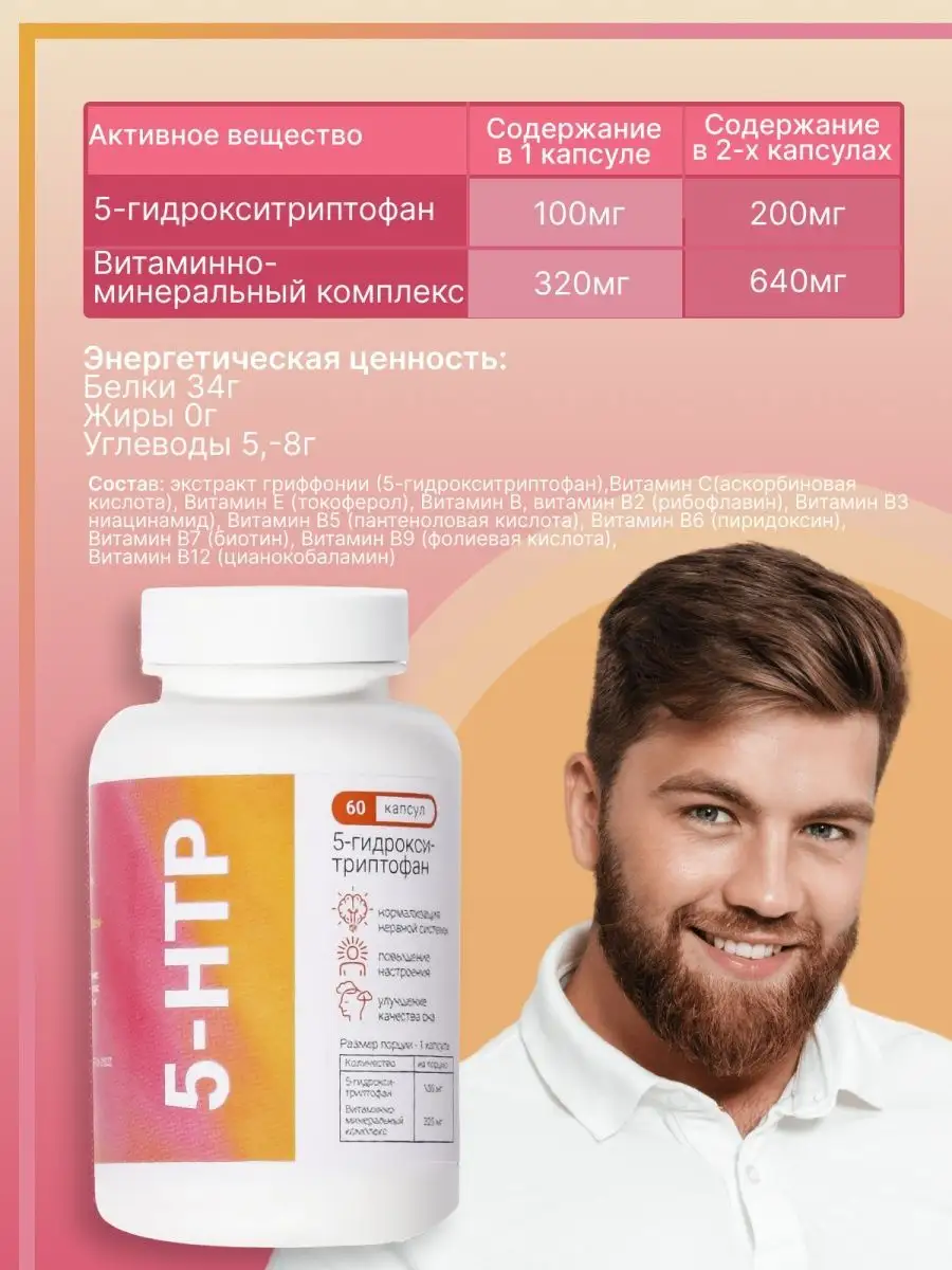 5 HTP триптофан, антидепрессанты NUTRITION LAB 94648016 купить за 250 ₽ в  интернет-магазине Wildberries