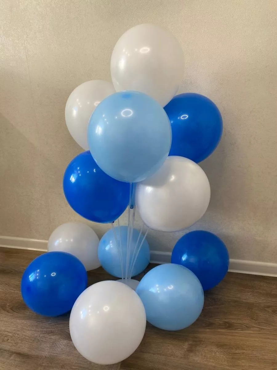 Шарики воздушные синие белые голубые набор 25 шт. TOYS & BALLOONS 94718972  купить за 199 ₽ в интернет-магазине Wildberries