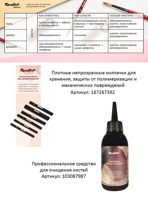 Roubloff Кисть "Волосок" для дизайна ногтей, черный, фото 3