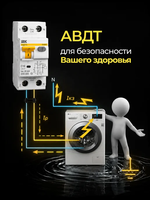 Iek Дифференциальный автомат 16А 30мА АВДТ32, белый, фото 4