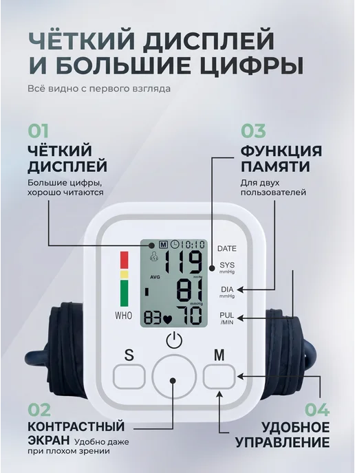 SMedikal Тонометр автоматический манжета 22-36, белый, фото 2