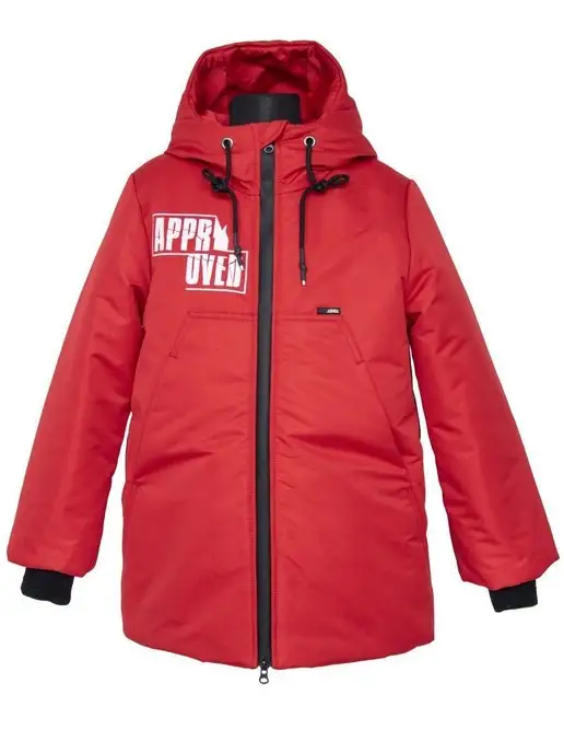 AVR BRAND Пальто зимнее на флисе, красный, фото 4
