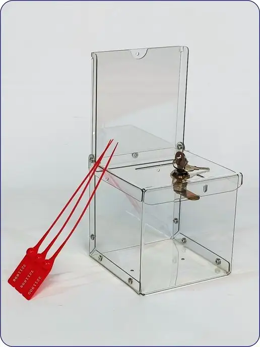 Crystal-box Ящик для пожертвований с врезным замком, белый, фото 6