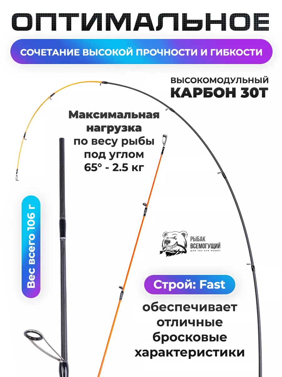 Спиннинг для рыбалки ультралайт легкий 2.28м тест 1-9 Рыбак Всемогущий  95267961 купить за 2 605 ₽ в интернет-магазине Wildberries