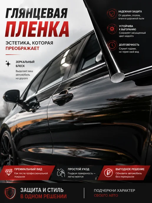 Carbon Tunings Виниловая глянцевая самоклеящаяся пленка для интерьера, авто, черный, фото 2