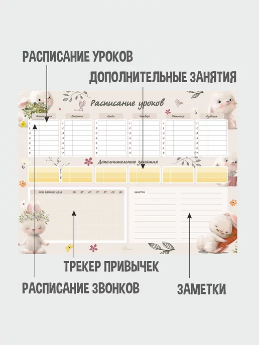 Gnomonik Расписание уроков настенное магнитное, бежевый, фото 3