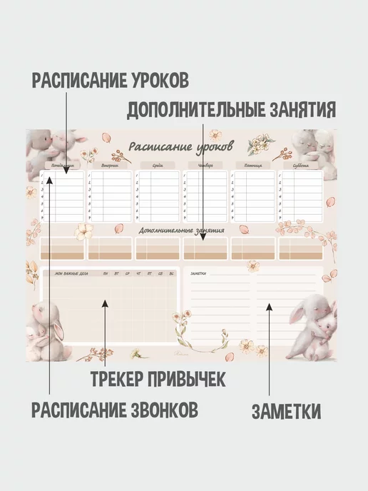 Gnomonik Расписание уроков школьное настенное, бежевый, фото 3