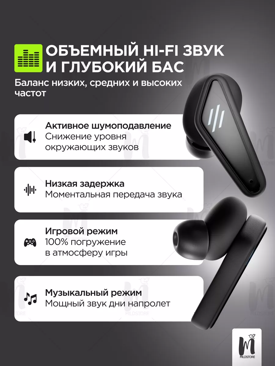 Блютуз наушники беспроводные с шумоподавлением для телефона MILDSTORE  95315322 купить за 790 ₽ в интернет-магазине Wildberries