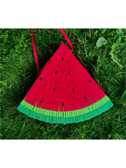 Pinata_mohnata Декоративная пиньята Арбуз, красный, фото 3