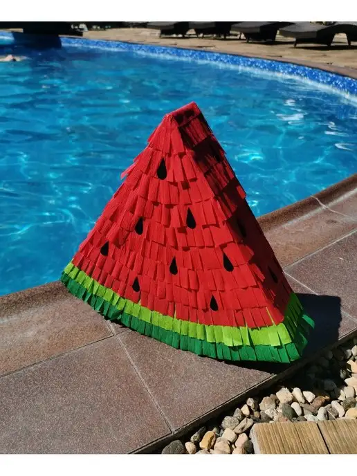 Pinata_mohnata Декоративная пиньята Арбуз, красный, фото 4
