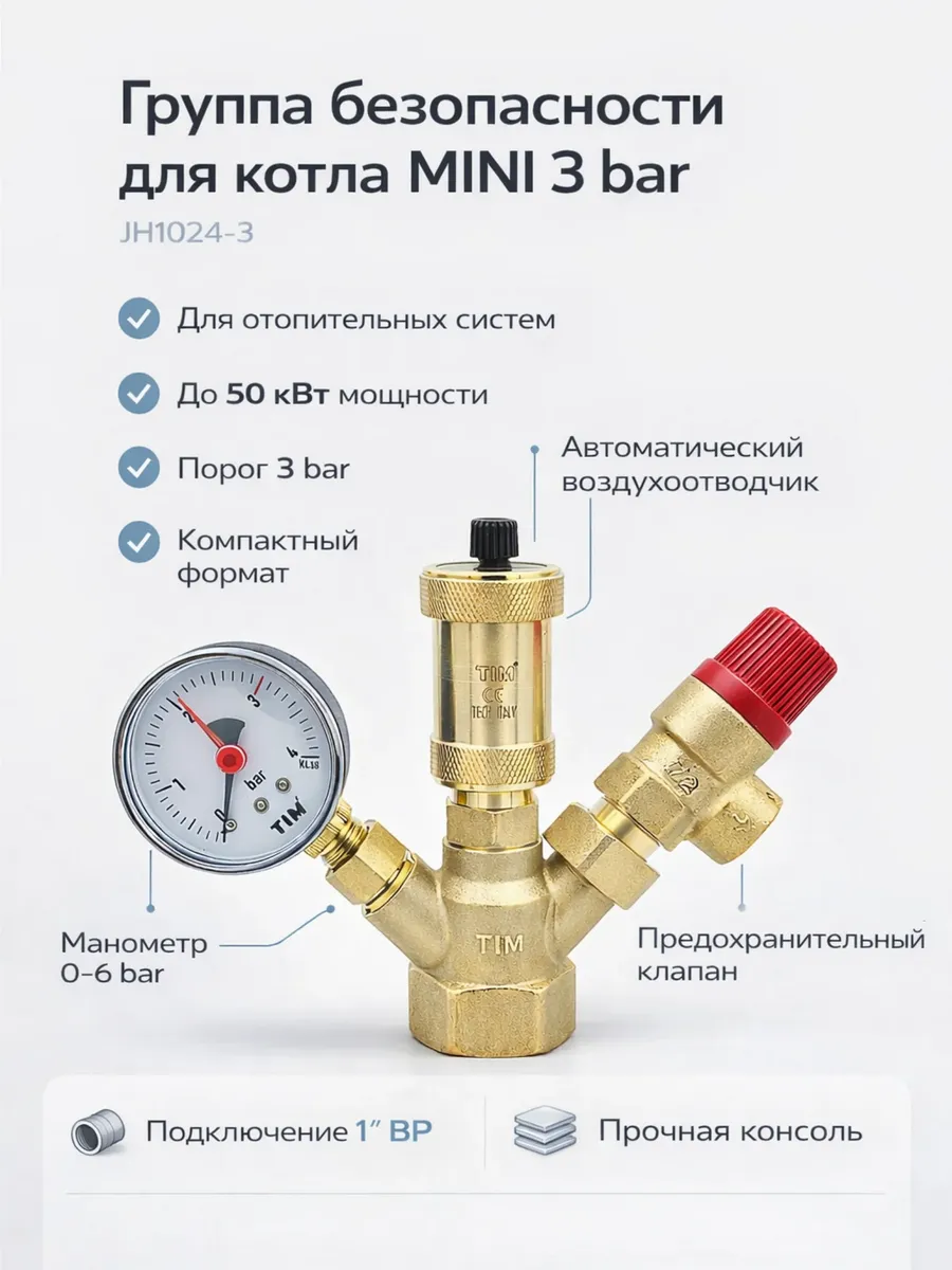 Группа безопасности для котла MINI 3 bar 1"