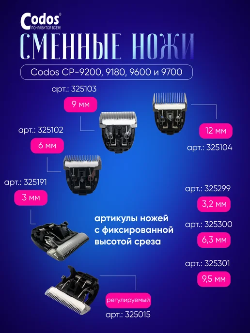 CODOS Машинка для стрижки животных CP-9700, черный, фото 6