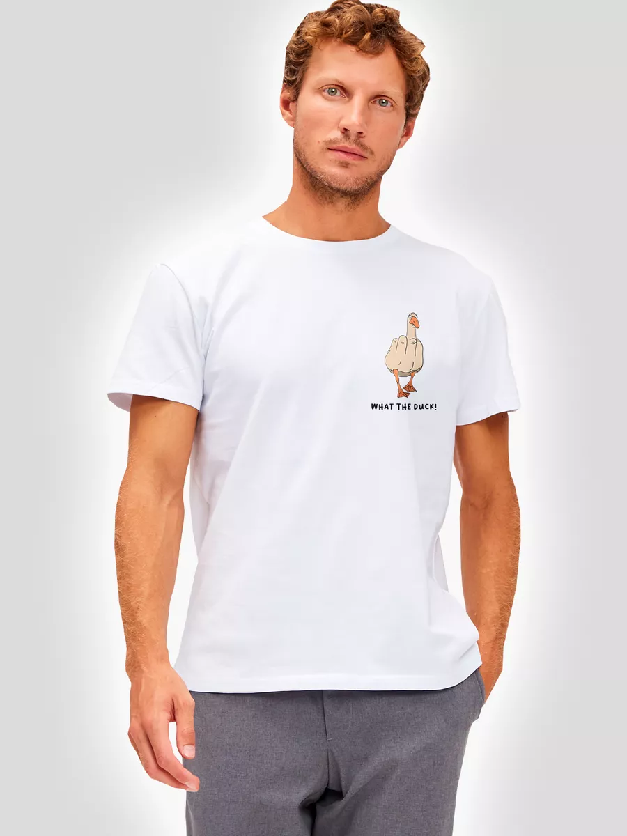 Футболка белая с принтом What the duck