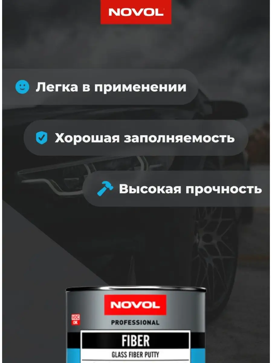 Шпатлевка автомобильная со стекловолокном Fiber NOVOL 95530781 купить за  448 ₽ в интернет-магазине Wildberries