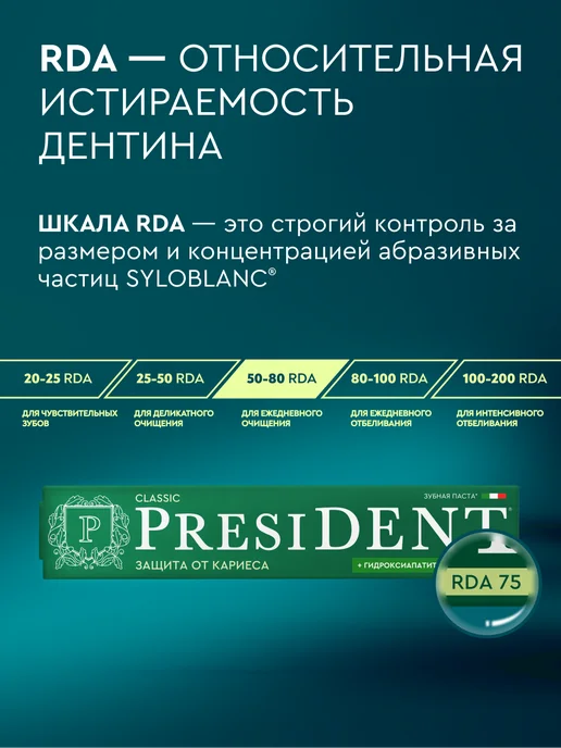 PRESIDENT Зубная паста с фтором от кариеса Classic, вариант, фото 8