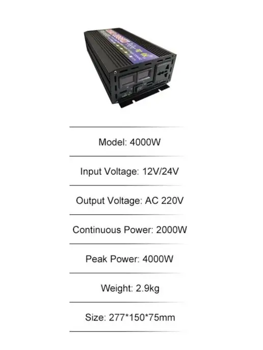 Rddspon Преобразователь напряжения 3000W 12-220V, 4000 Вт, фото 6