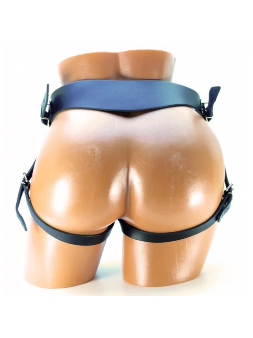 BDSM арсенал Кожаные страпон-трусики для гигантского фаллоса XL, черный, фото 2