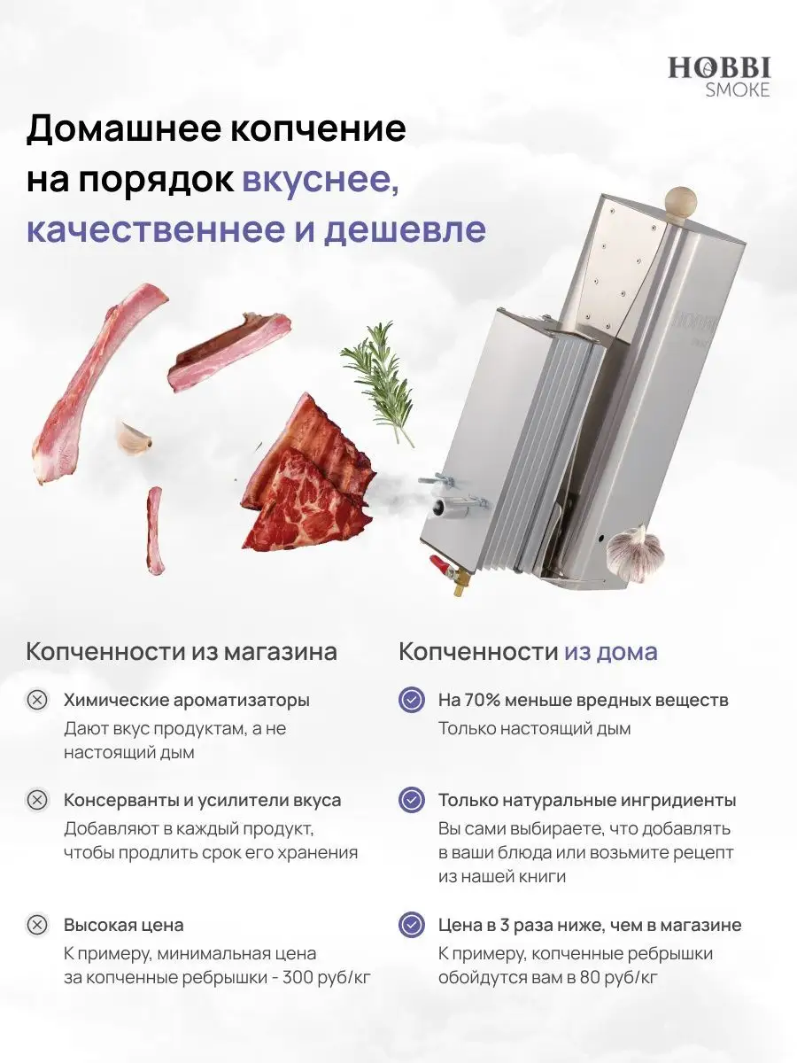 Коптильня холодного копчения 90л. Hobbi Smoke 95955058 купить за 13 754 ₽ в  интернет-магазине Wildberries