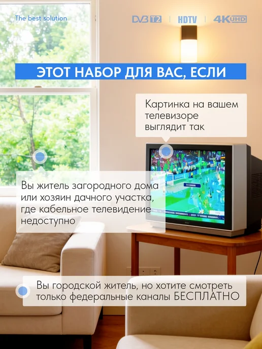 Рэмо ТВ приставка + мощная комнатная антенна, вариант, фото 2