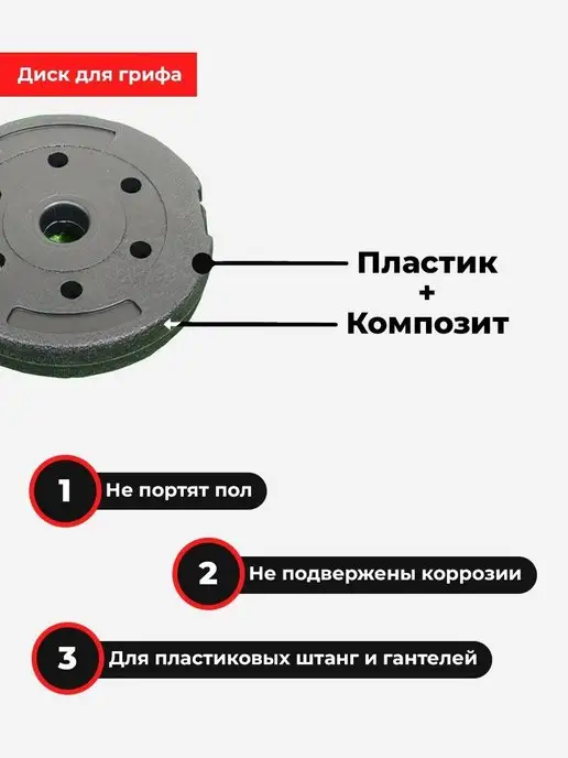 Barfits Диск пластиковый 3кг D26, 2 кг, фото 6