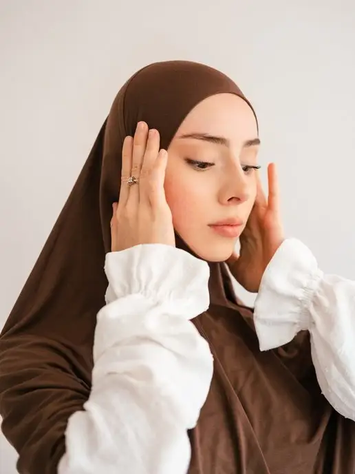 HANIFA STYLE Мусульманский головной убор Хиджаб химар, коричневый