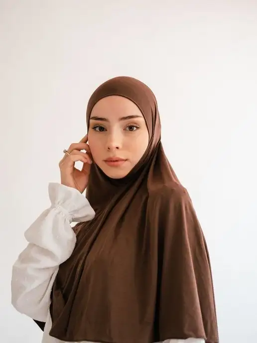 HANIFA STYLE Мусульманский головной убор Хиджаб химар, коричневый, фото 3