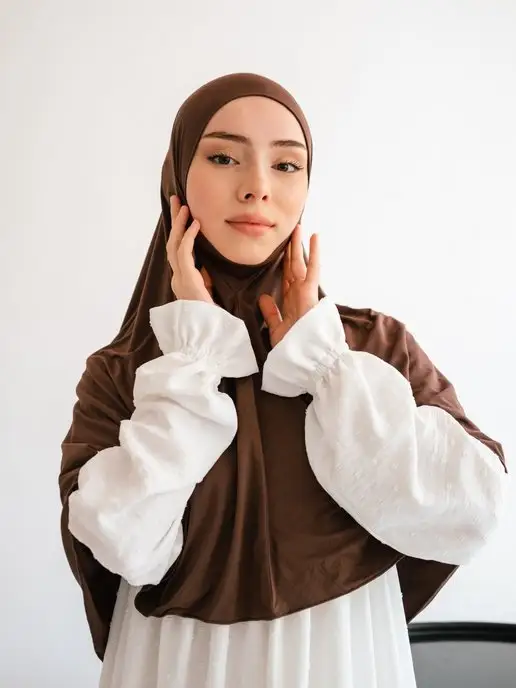 HANIFA STYLE Мусульманский головной убор Хиджаб химар, коричневый, фото 4