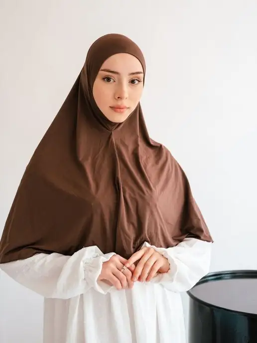 HANIFA STYLE Мусульманский головной убор Хиджаб химар, коричневый, фото 5