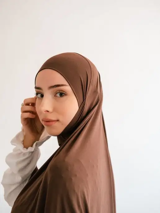HANIFA STYLE Мусульманский головной убор Хиджаб химар, коричневый, фото 7