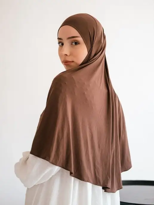HANIFA STYLE Мусульманский головной убор Хиджаб химар, коричневый, фото 8