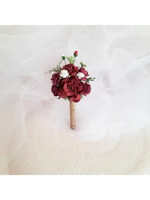 ReniWedding Свадебная бутоньерка, украшение жениху, красный