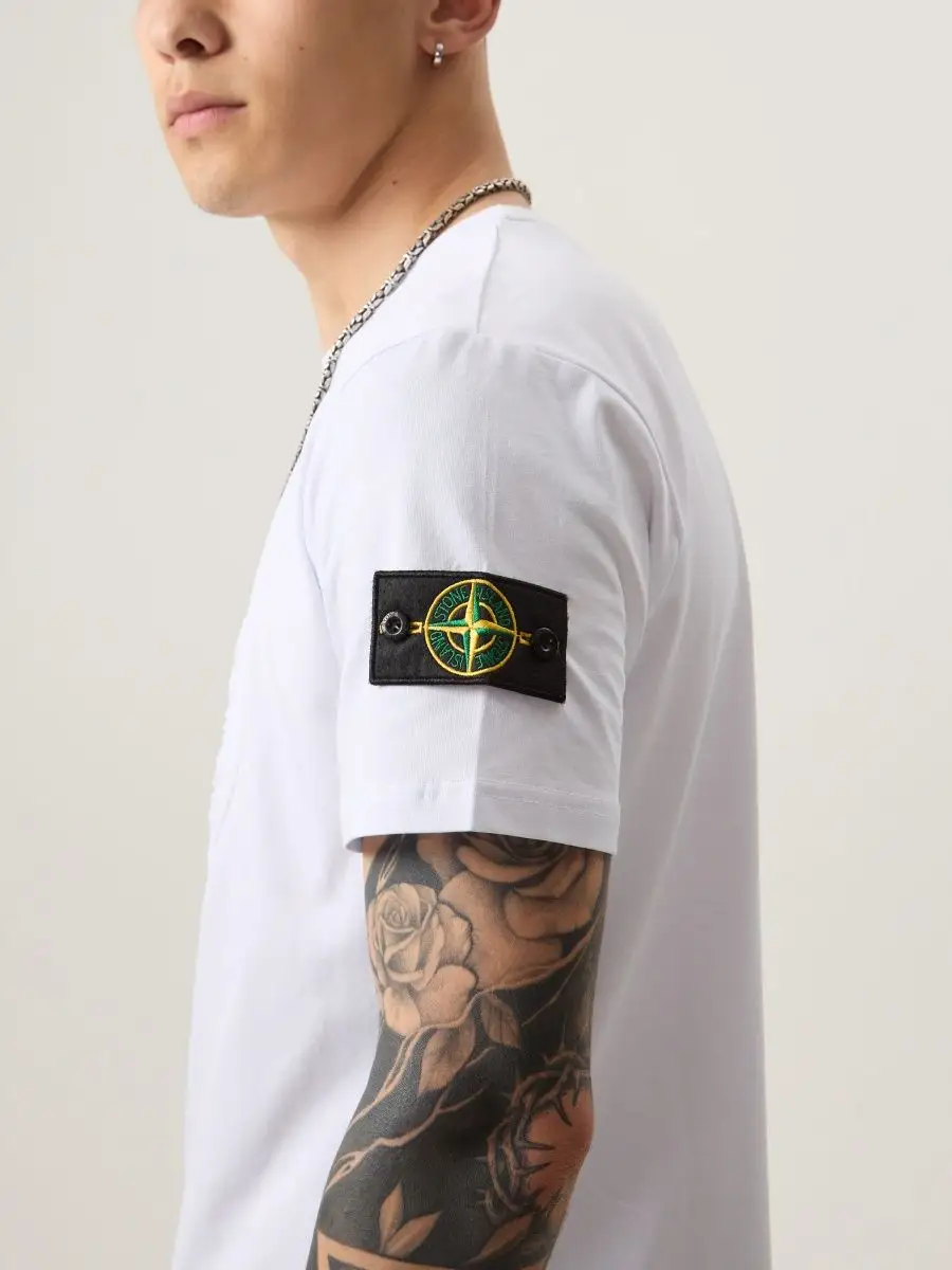 Футболка с выбитым принтом. STONE ISLAND 96116273 купить в  интернет-магазине Wildberries