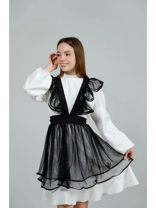 Cherry LIKE фартук школьный черный форма, черный, фото 2