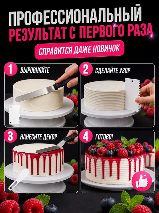 AlexShop. Набор кондитера для декорирования тортов, тортовница, белый, фото 3
