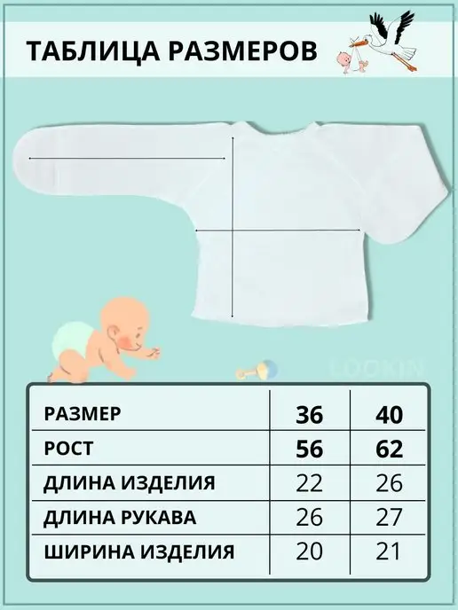 LOOKIN Распашонки для новорожденных на кнопках 3 шт антицарапки, 3 шт, фото 5