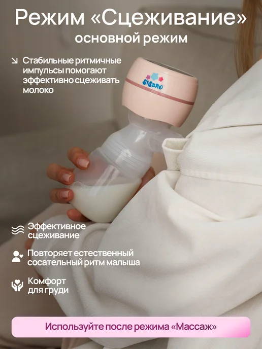 Sisbro Молокоотсос электрический беспроводной, розовый, фото 5