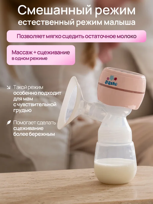 Sisbro Молокоотсос электрический беспроводной, розовый, фото 6