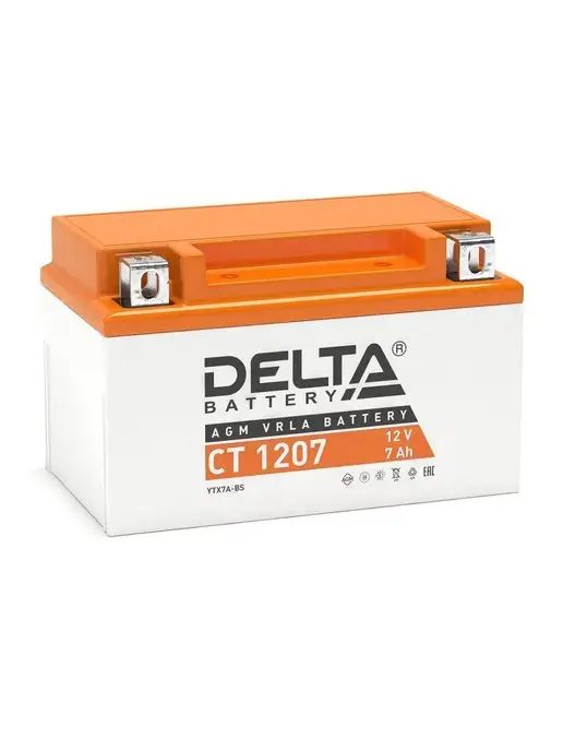 DELTA BATTERY Аккумулятор для мотоцикла 12v 5Ah CT 1205, 7Ah 1207, фото 2