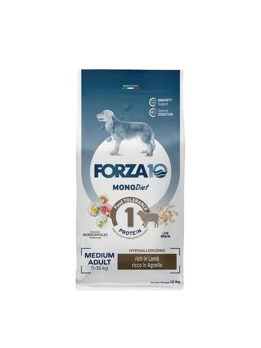 Сухой корм Forza10 для собак, гипоаллергенный, средние, ягненок, 12 кг