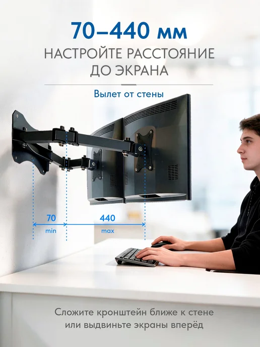Рэмо Настенный кронштейн для двух мониторов, вариант, фото 3