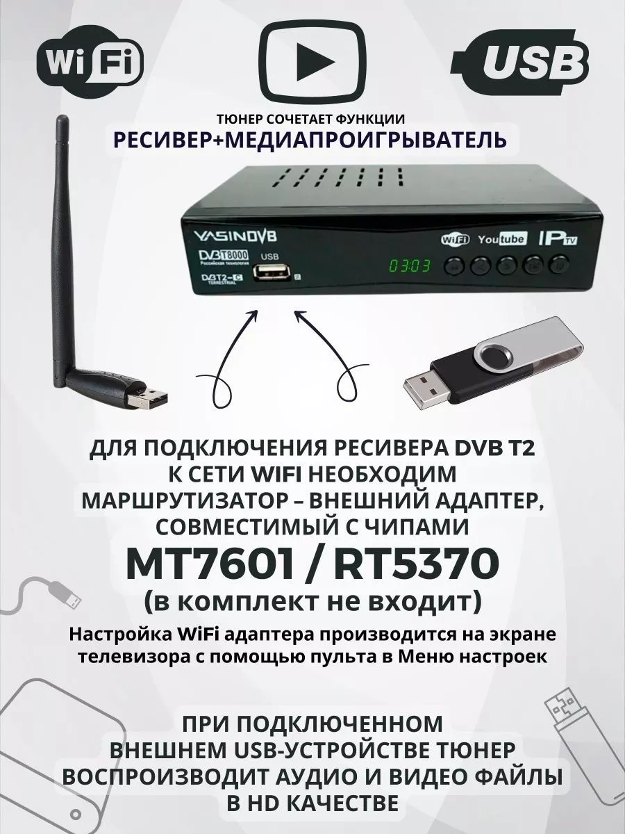 Т2 тюнер World Vision T624M3 2 USB, IPTV