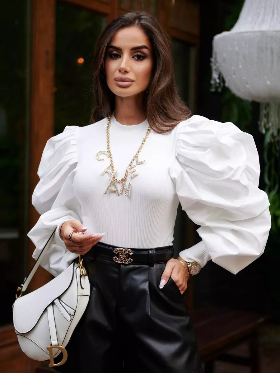 Кофта облегающая с рукавами фонарик Hello Margo 96616039 купить в  интернет-магазине Wildberries
