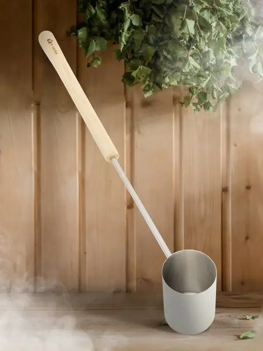 R-SAUNA Ковш для бани с длинной ручкой из сосны 200 мл, 275 мл, фото 4
