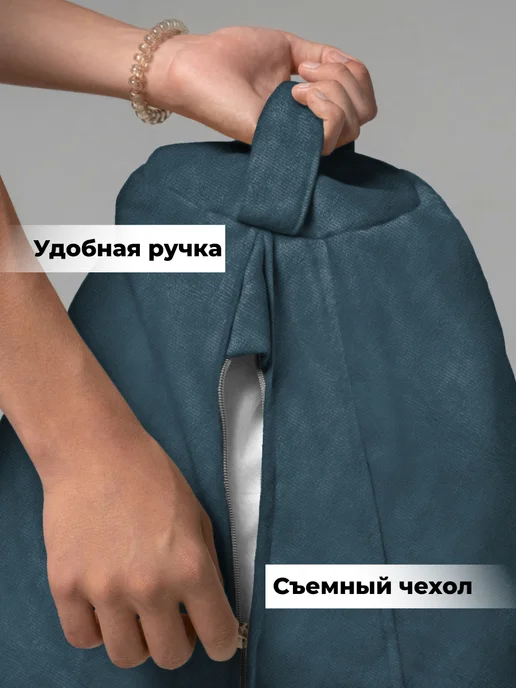 CoolPouf Кресло мешок 4XL велюр большое взрослое, синий, фото 4