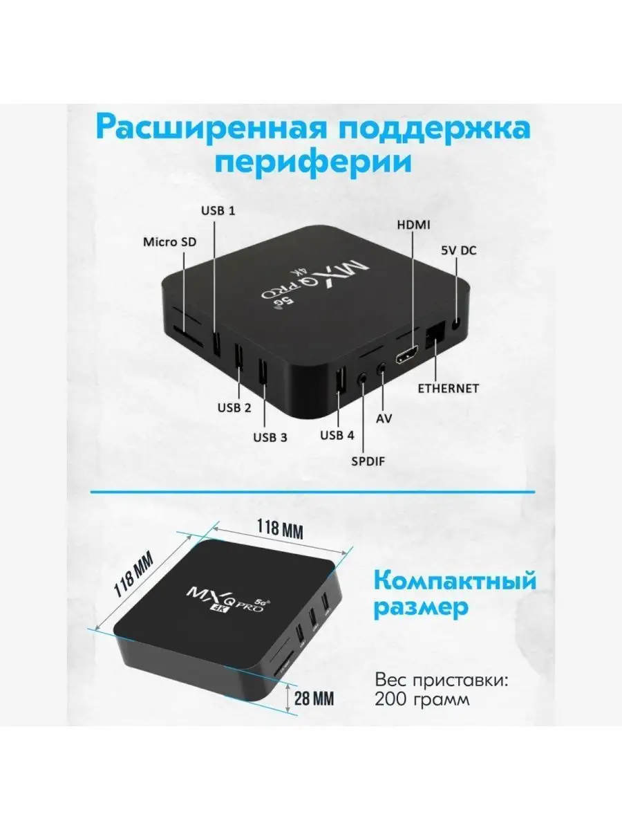 ТВ приставка смарт ТВ медиаплеер smart TV android TV box RAMqwerS 96911872  купить в интернет-магазине Wildberries