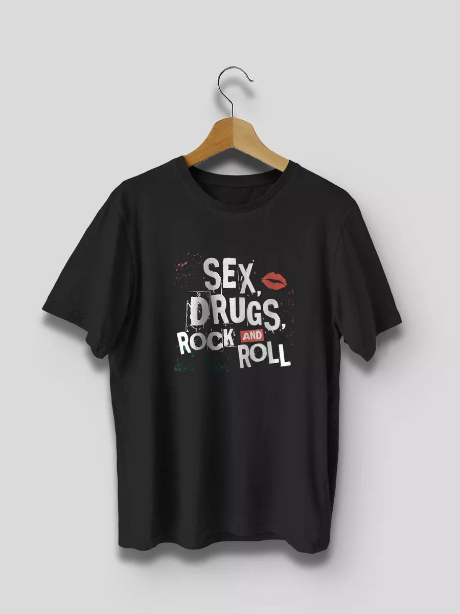 Футболка Рок sex наркотики удлиненная Мужской принт 96944998  