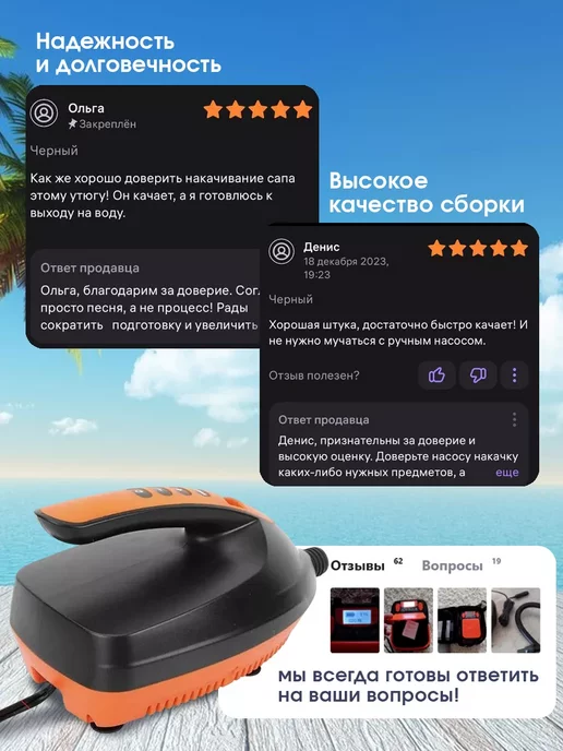 Grand House Насос электрический для сапборда 6 адаптеров, черный, фото 5